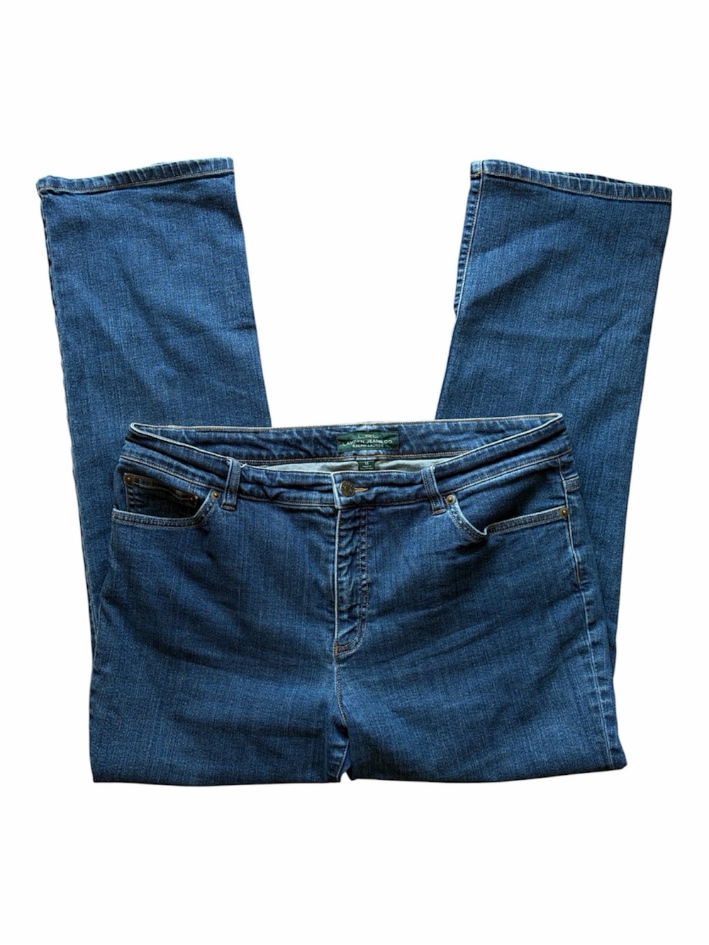 Lauren Ralph Lauren Straight Leg Blue Jeans Stretch Mid Rise Classic Denim